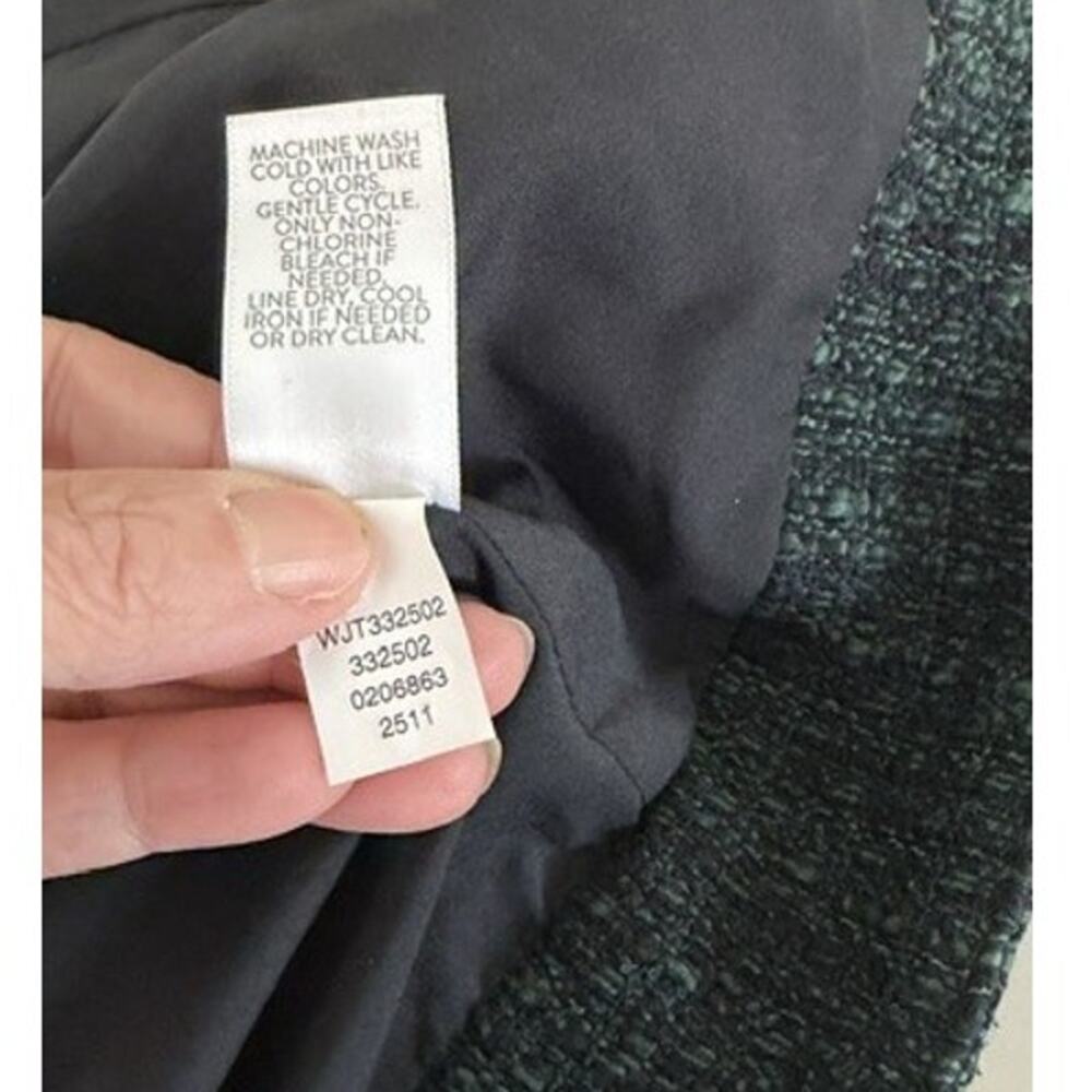 J.Jill Tweed Jacket Womens L Green Black Cropped Snap Front Textured Classic - Picture 9 of 12